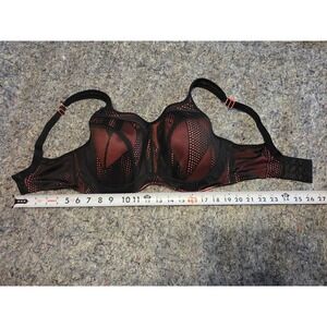854 Panache Sport Underwired Sports Bra 5021C Black Neon Orange 32G High Impact